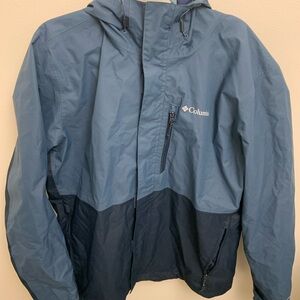 Columbia Men's Blue Hooded Rain Jacket